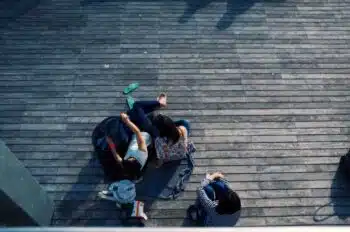 People sitting on a deck