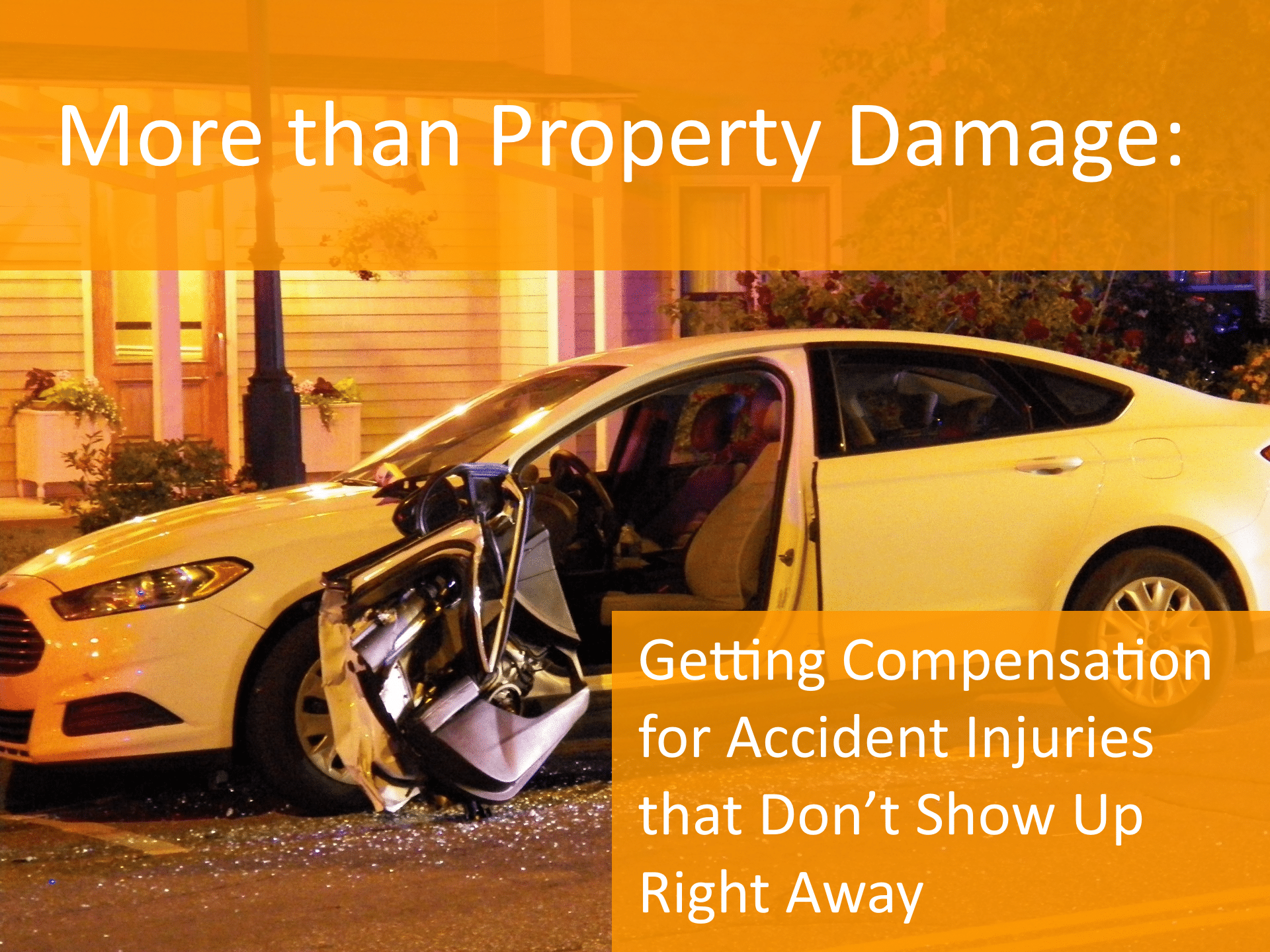 car crash yellow car with door off shattered glass property damage