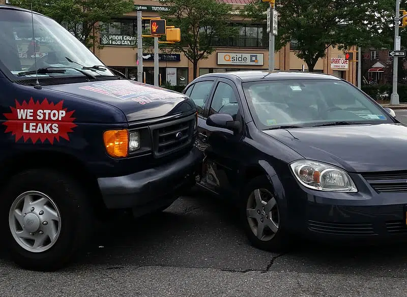 sedan hitting a car from side with slight property damage