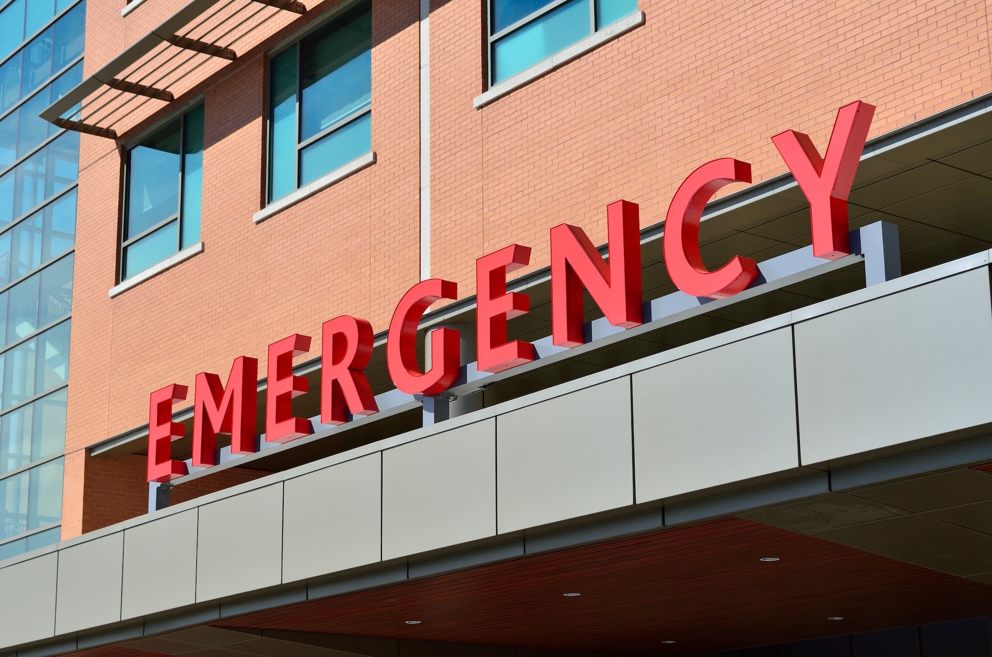 Exterior of emergency room at a hospital