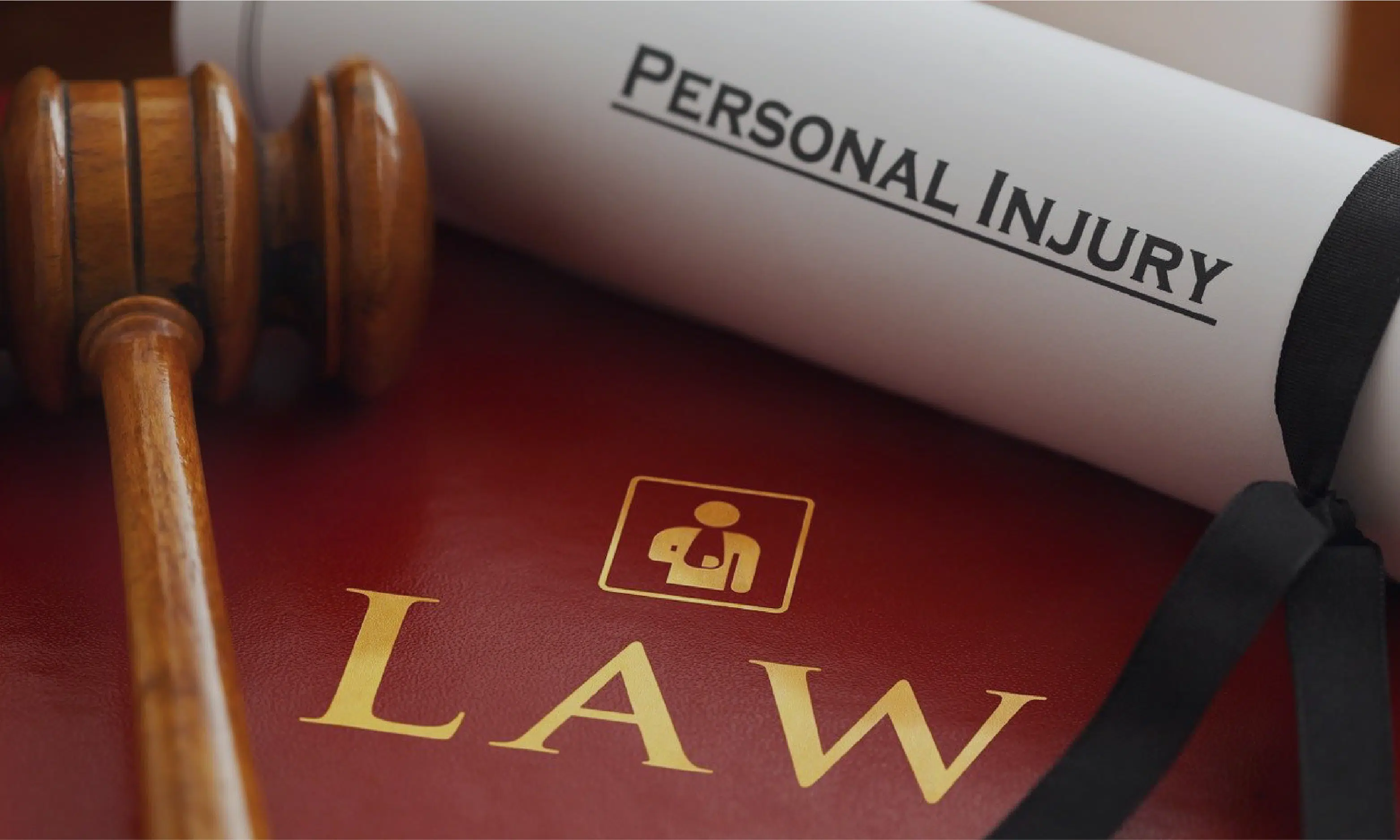 Personal injury law book with gavel