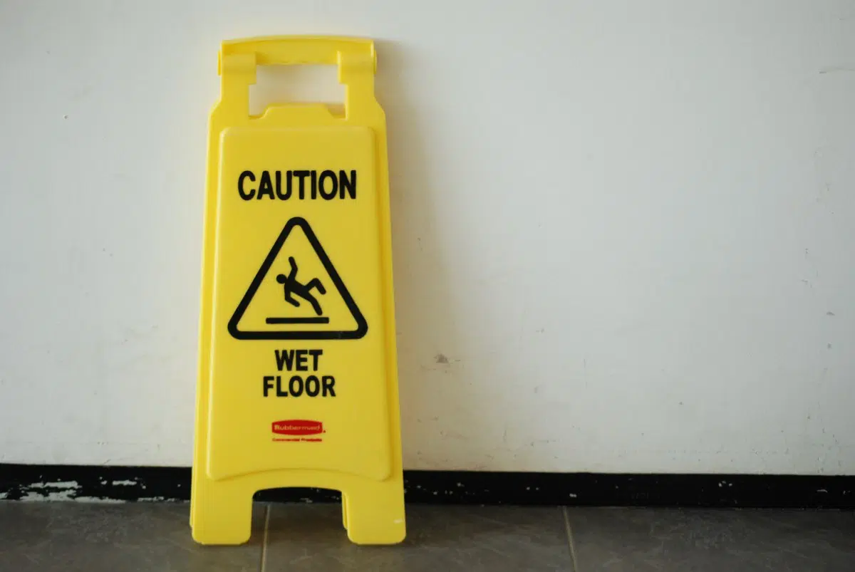 Wet floor sign to prevent slip and fall accidents