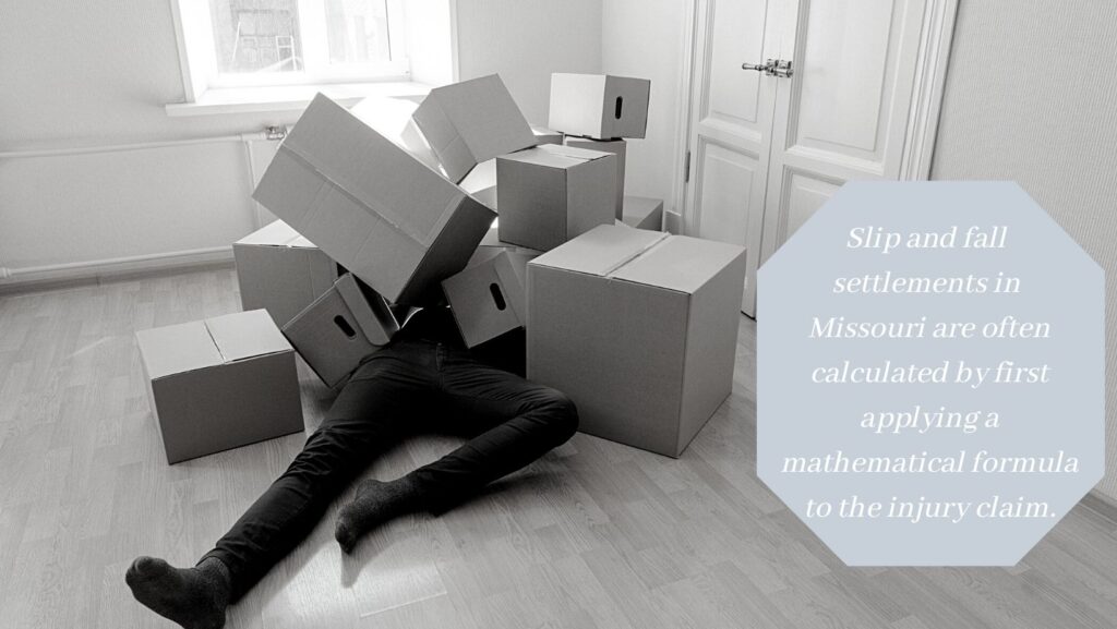 slip and fall in a room with boxes