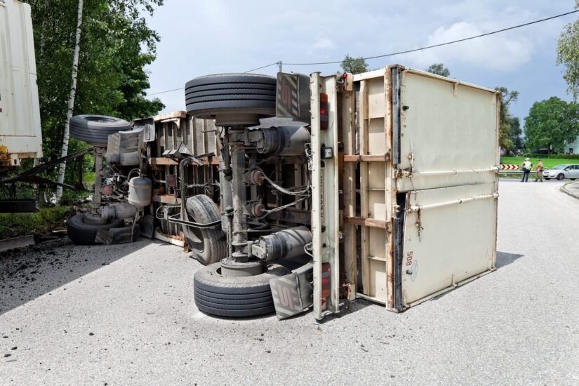 Part Of A Truck Fell Over On The Road