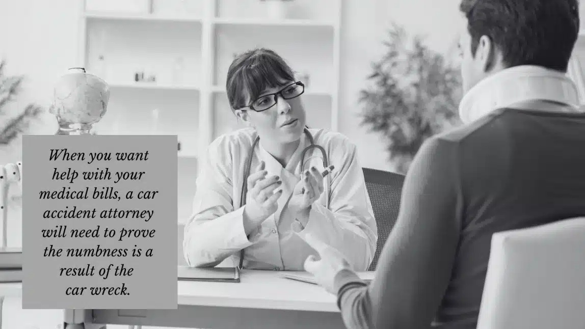 car accident victim talking to doctor about medical bills