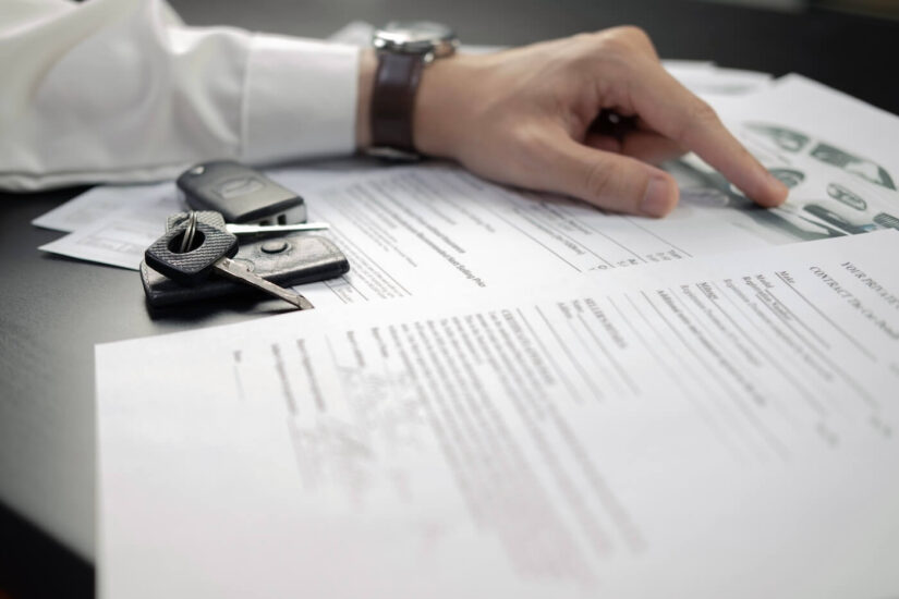 Man signing a car insurance document